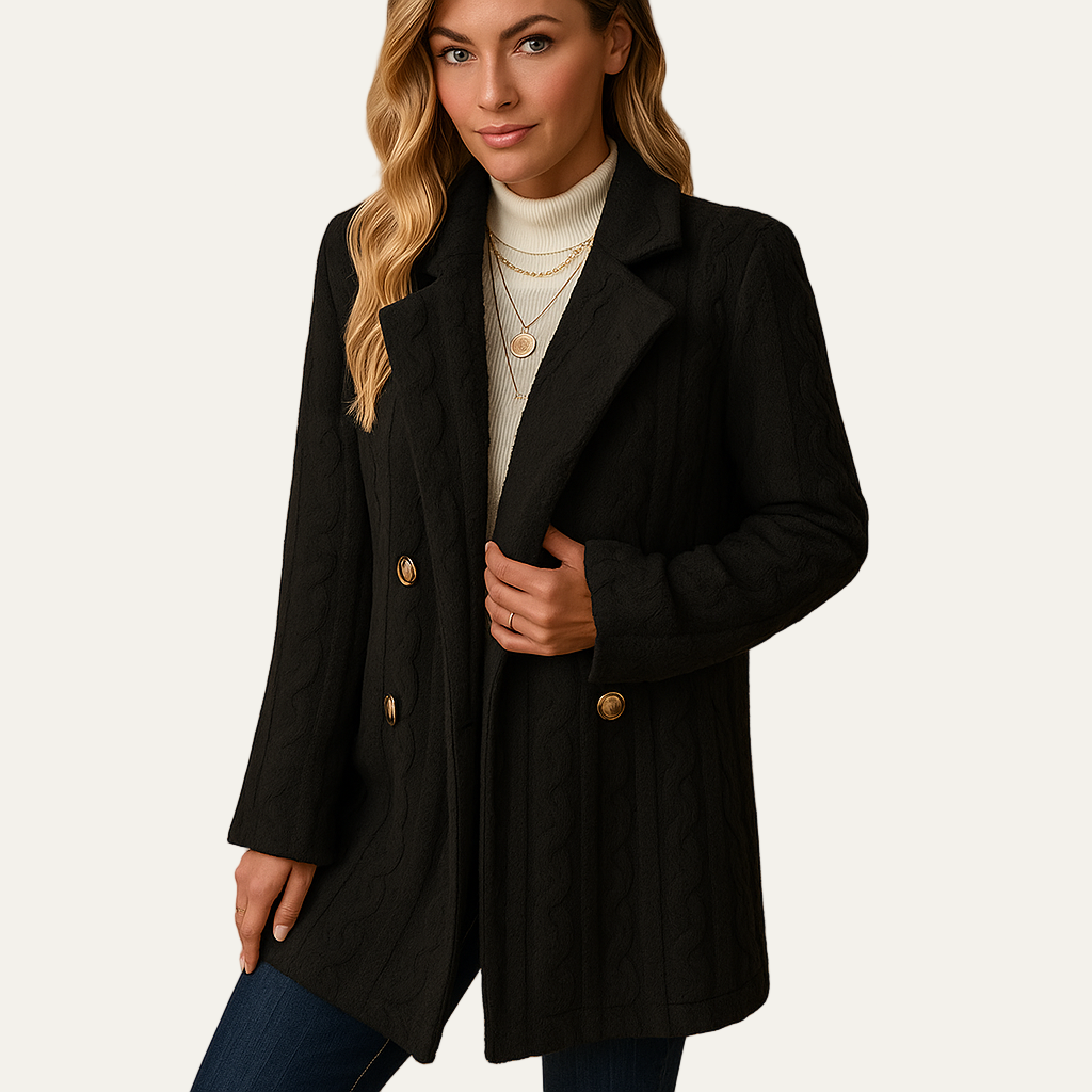 VogeLuxe | Women’s Cable Knit Double Breasted Wool Coat