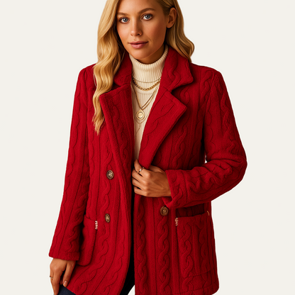 VogeLuxe | Women’s Cable Knit Double Breasted Wool Coat