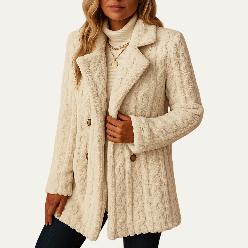 VogeLuxe | Women’s Cable Knit Double Breasted Wool Coat