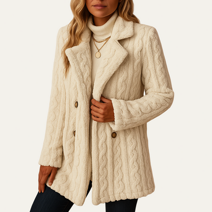 VogeLuxe | Women’s Cable Knit Double Breasted Wool Coat