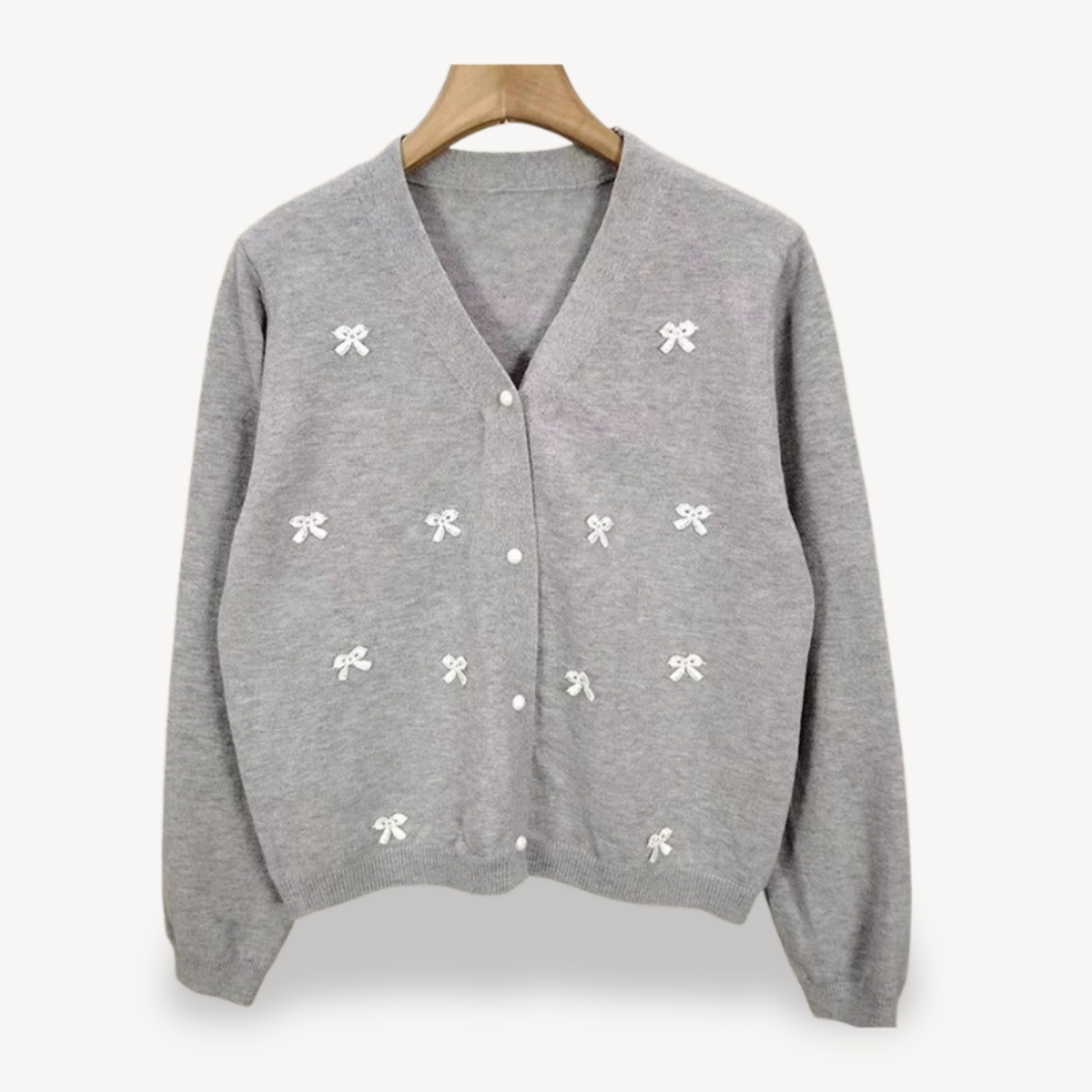 VogeLuxe | Women’s Bow Detail V Neck Cardigan