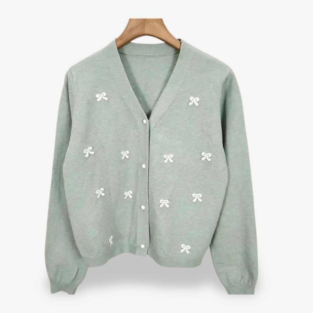 VogeLuxe | Women’s Bow Detail V Neck Cardigan
