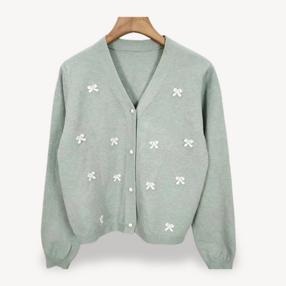 VogeLuxe | Women’s Bow Detail V Neck Cardigan