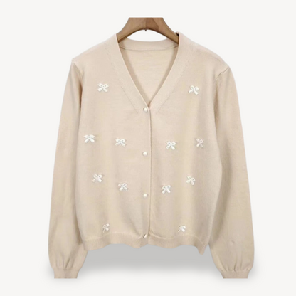 VogeLuxe | Women’s Bow Detail V Neck Cardigan