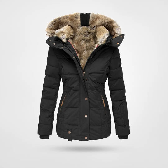 Women’s Faux-Fur Hooded Puffer Jacket – Insulated, Water-Resistant 0