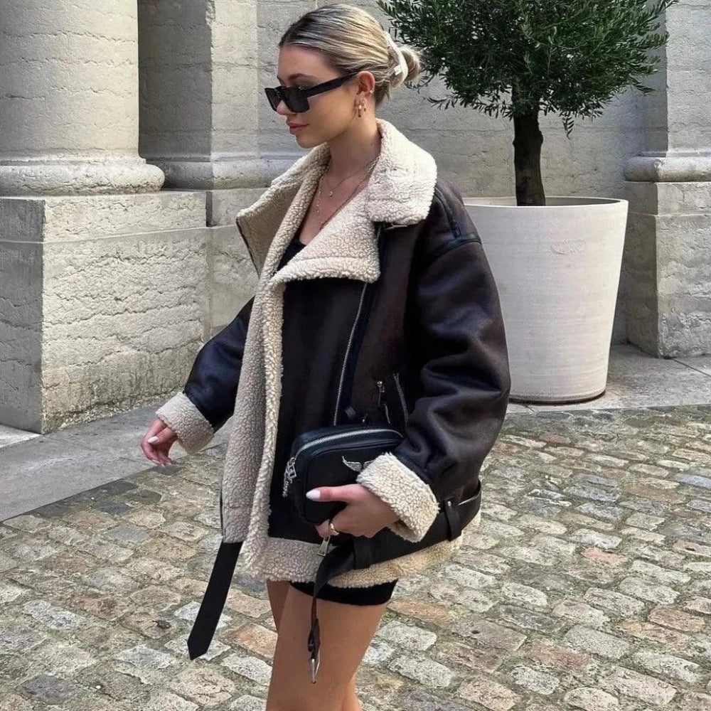Ladies Synthetic Fur Double Zip Parka Coat - VogeLuxe