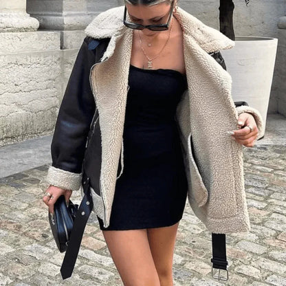 Ladies Synthetic Fur Double Zip Parka Coat