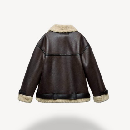 Women’s Faux Shearling Aviator Jacket Brown