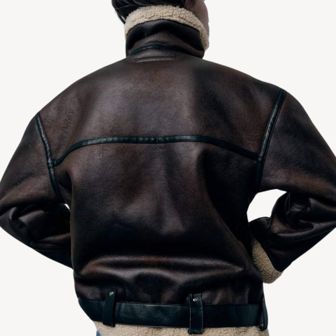 Women’s Faux Shearling Aviator Jacket Brown