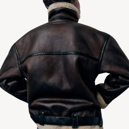 Women’s Faux Shearling Aviator Jacket Brown