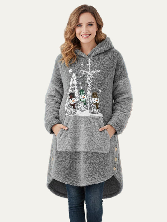 Women’s Fleece Snowman Hooded Sweatshirt 0