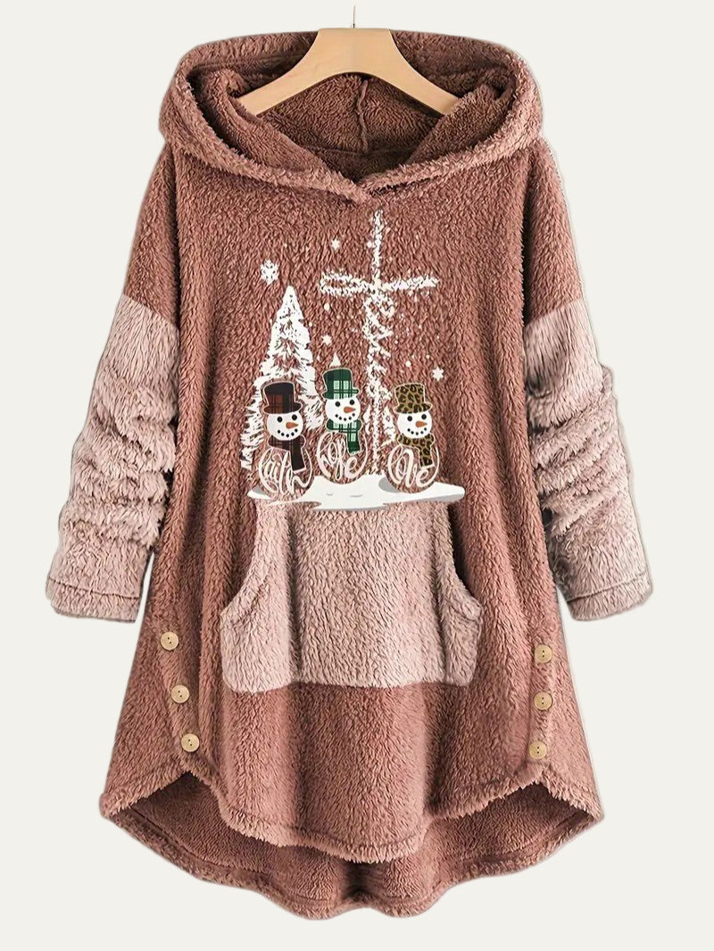 Women’s Fleece Snowman Hooded Sweatshirt 1