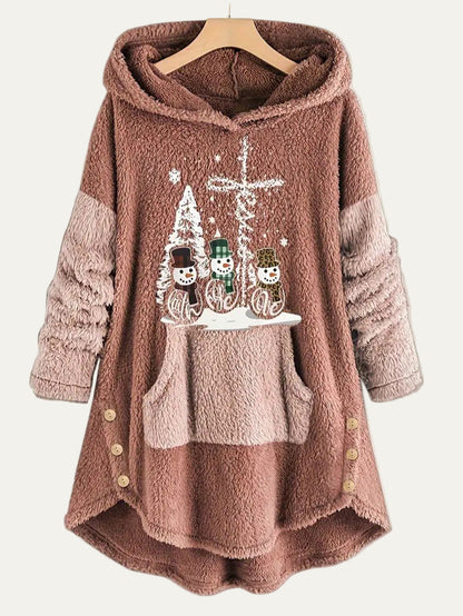 Women’s Fleece Snowman Hooded Sweatshirt 1