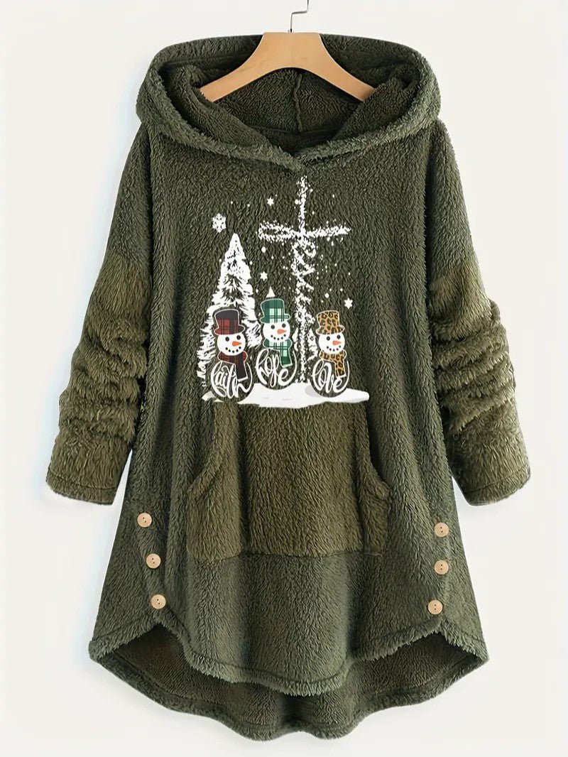 Women’s Fleece Snowman Hooded Sweatshirt 2
