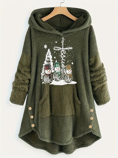 Women’s Fleece Snowman Hooded Sweatshirt 2