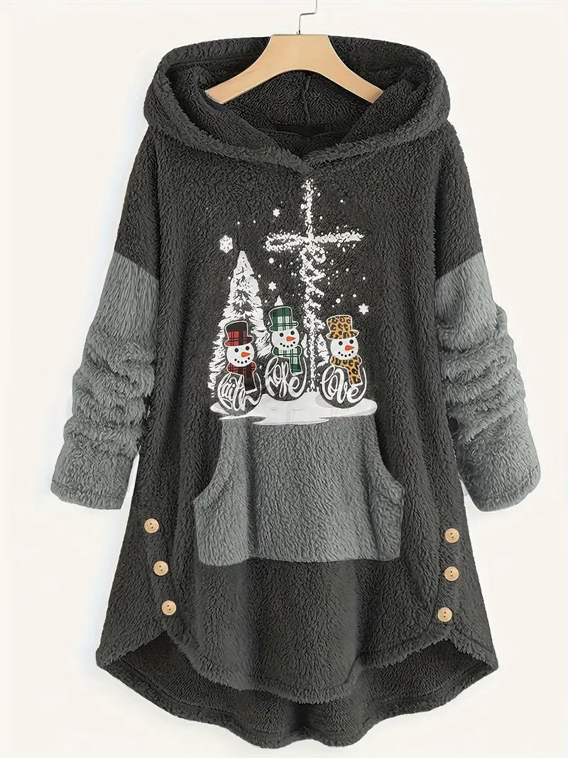 Women’s Fleece Snowman Hooded Sweatshirt 4