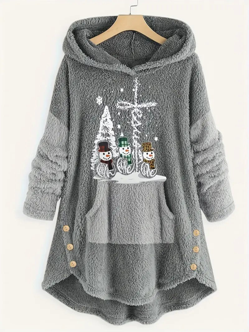 Women’s Fleece Snowman Hooded Sweatshirt 5