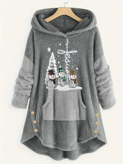 Women’s Fleece Snowman Hooded Sweatshirt 5