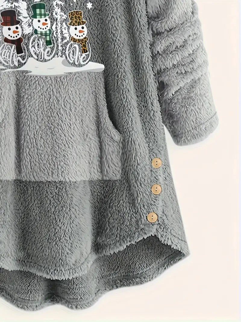 Women’s Fleece Snowman Hooded Sweatshirt 7
