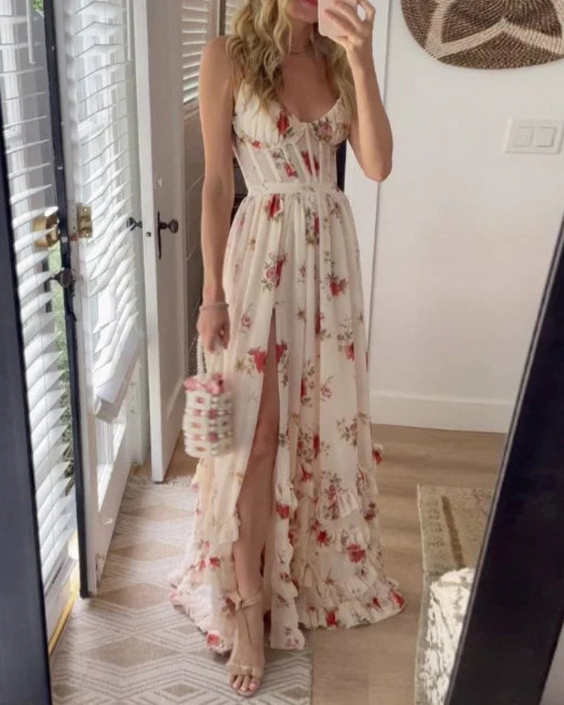 Elegant Long Sleeve Flower Dress - BritishElegance