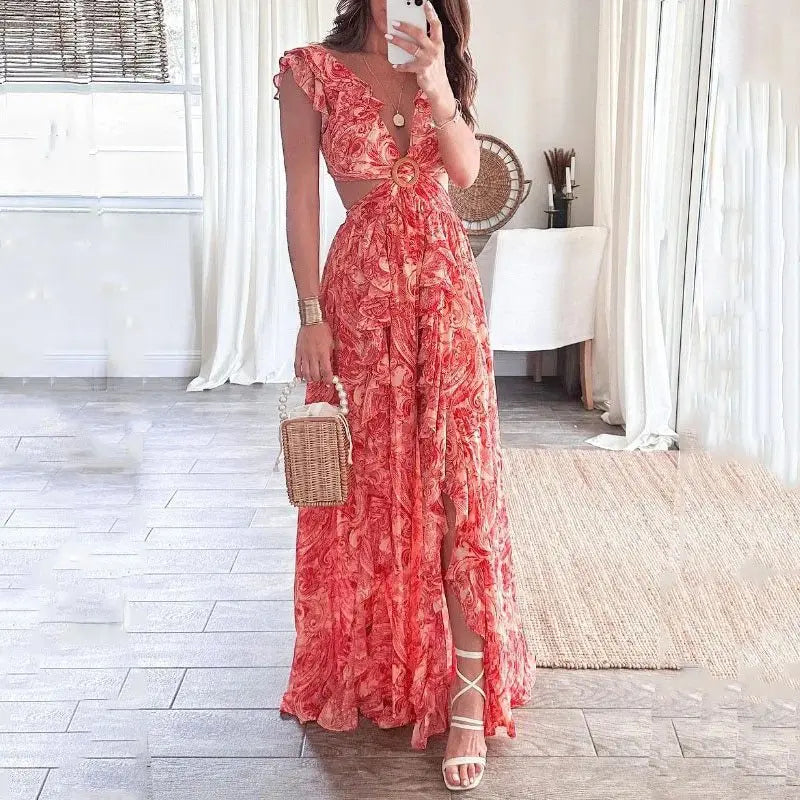 Ladies' Pretty Floral Long Sundress - VogeLuxe