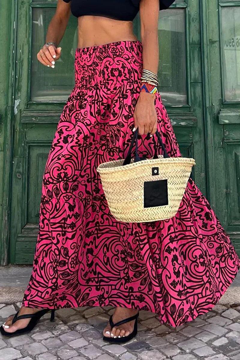 Ladies Flowy Floral Long Skirt - BritishElegance