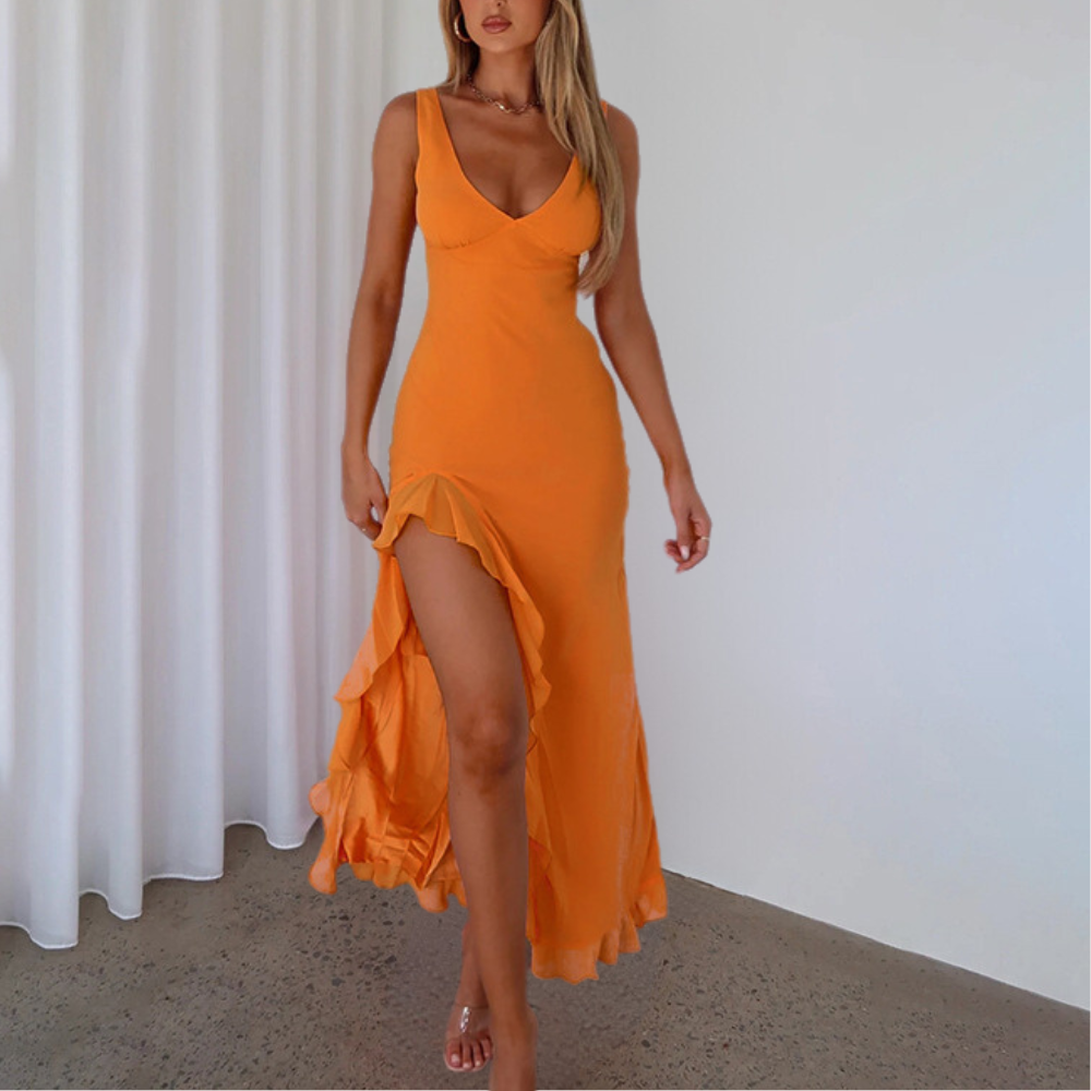 Ladies' Asymmetrical V-Neckline Dress