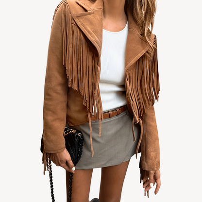 VogeLuxe | Women’s Fringe Suede Tassel Jacket