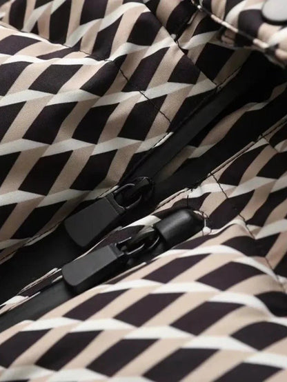 Women's Geometric Belted Puffer Jacket 3