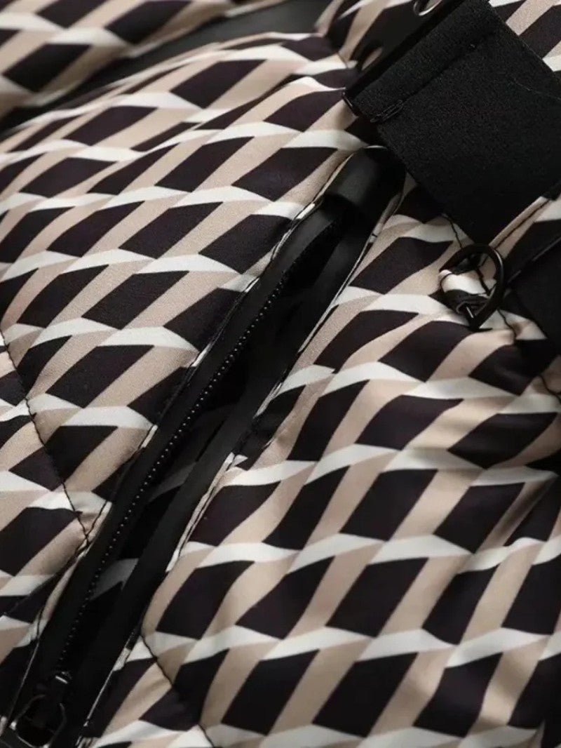 Women's Geometric Belted Puffer Jacket 5
