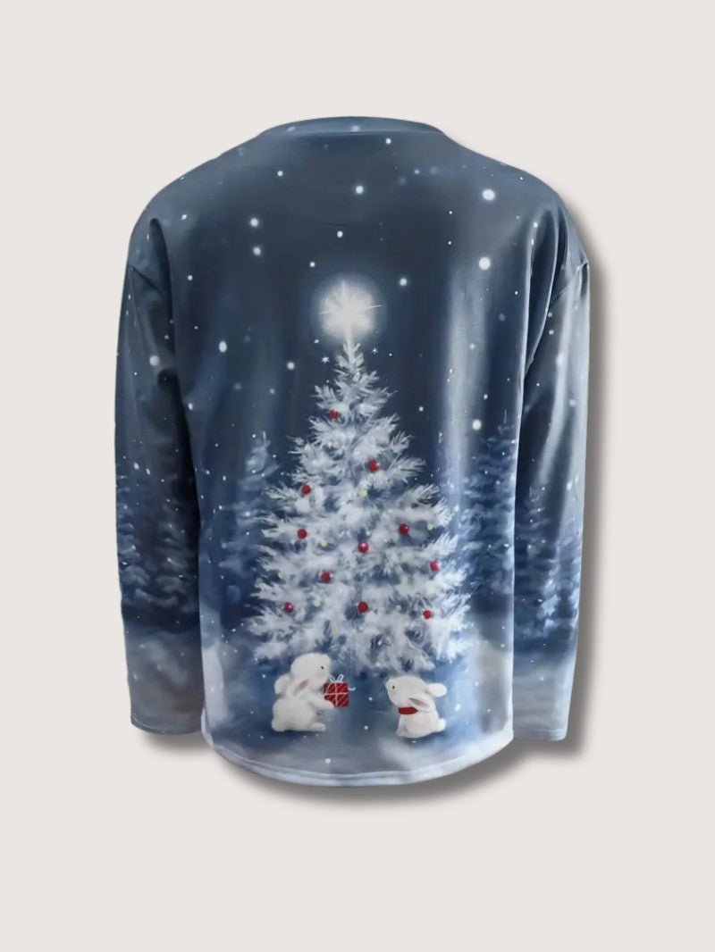 Women’s Glitter Christmas Tree Print Sweatshirt 1