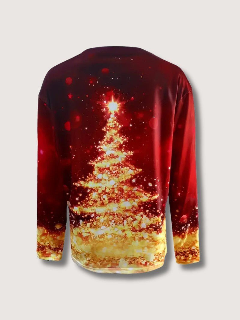 Women’s Glitter Christmas Tree Print Sweatshirt 4