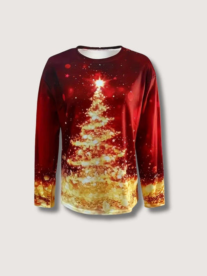 Women’s Glitter Christmas Tree Print Sweatshirt 5