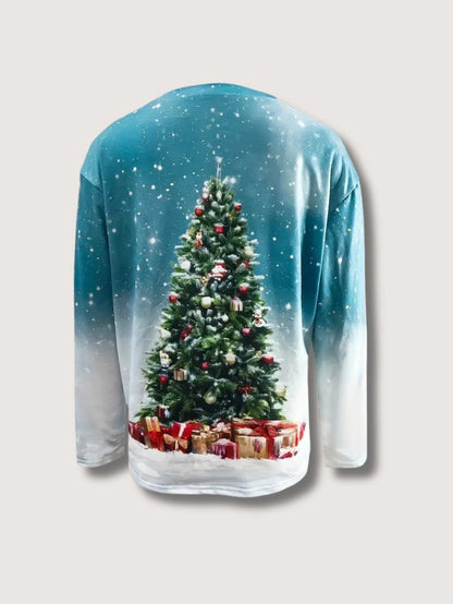 Women’s Glitter Christmas Tree Print Sweatshirt 7