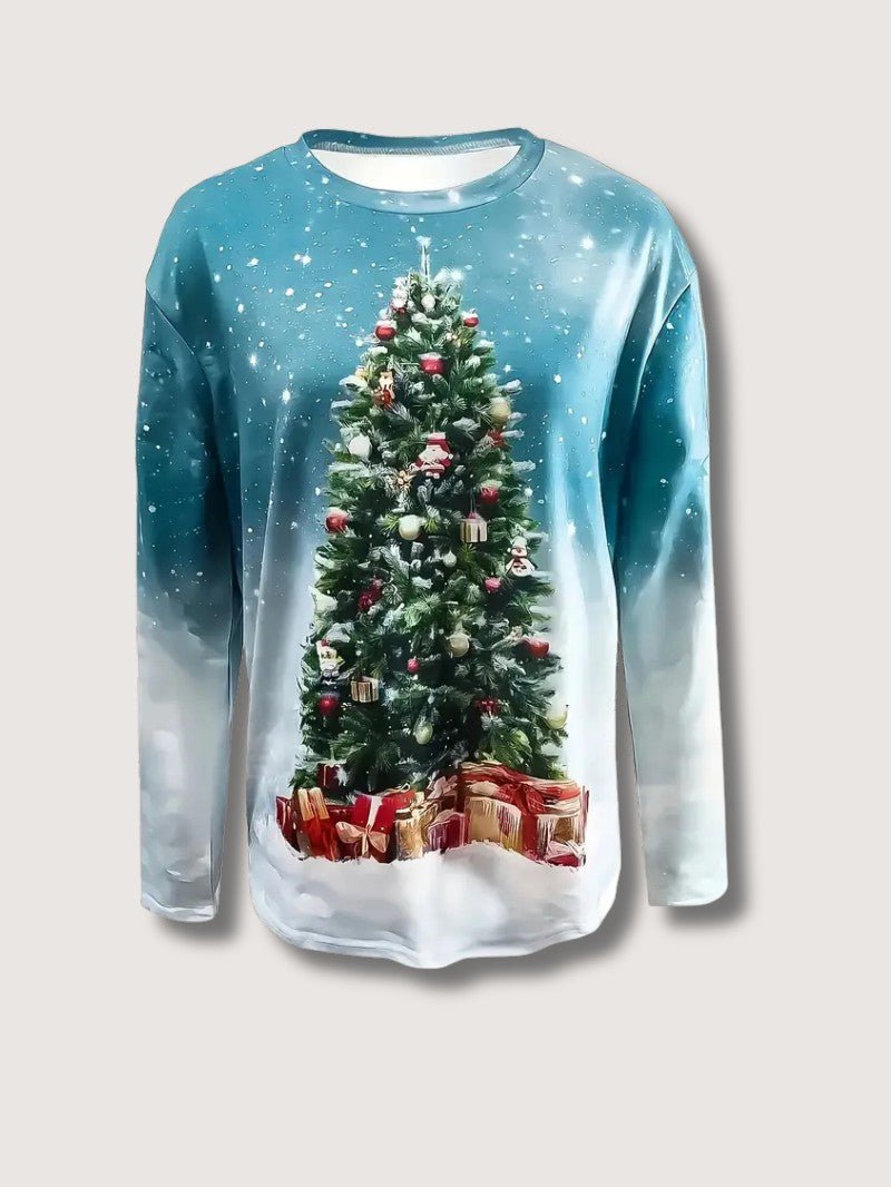 Women’s Glitter Christmas Tree Print Sweatshirt 8