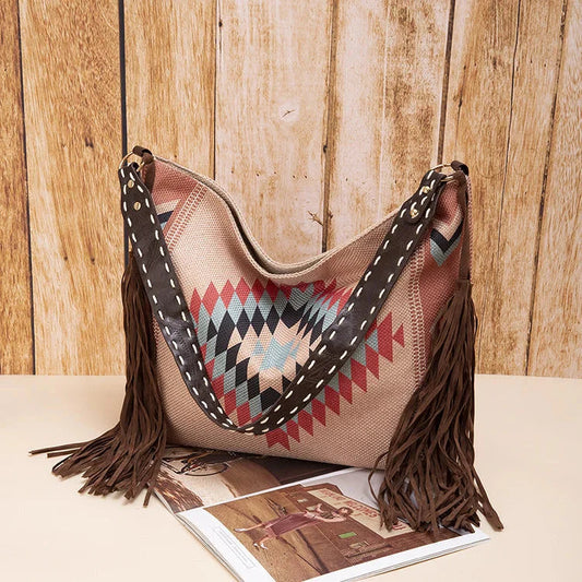 Bohemian Woven Tote Shoulder Bag - VogeLuxe