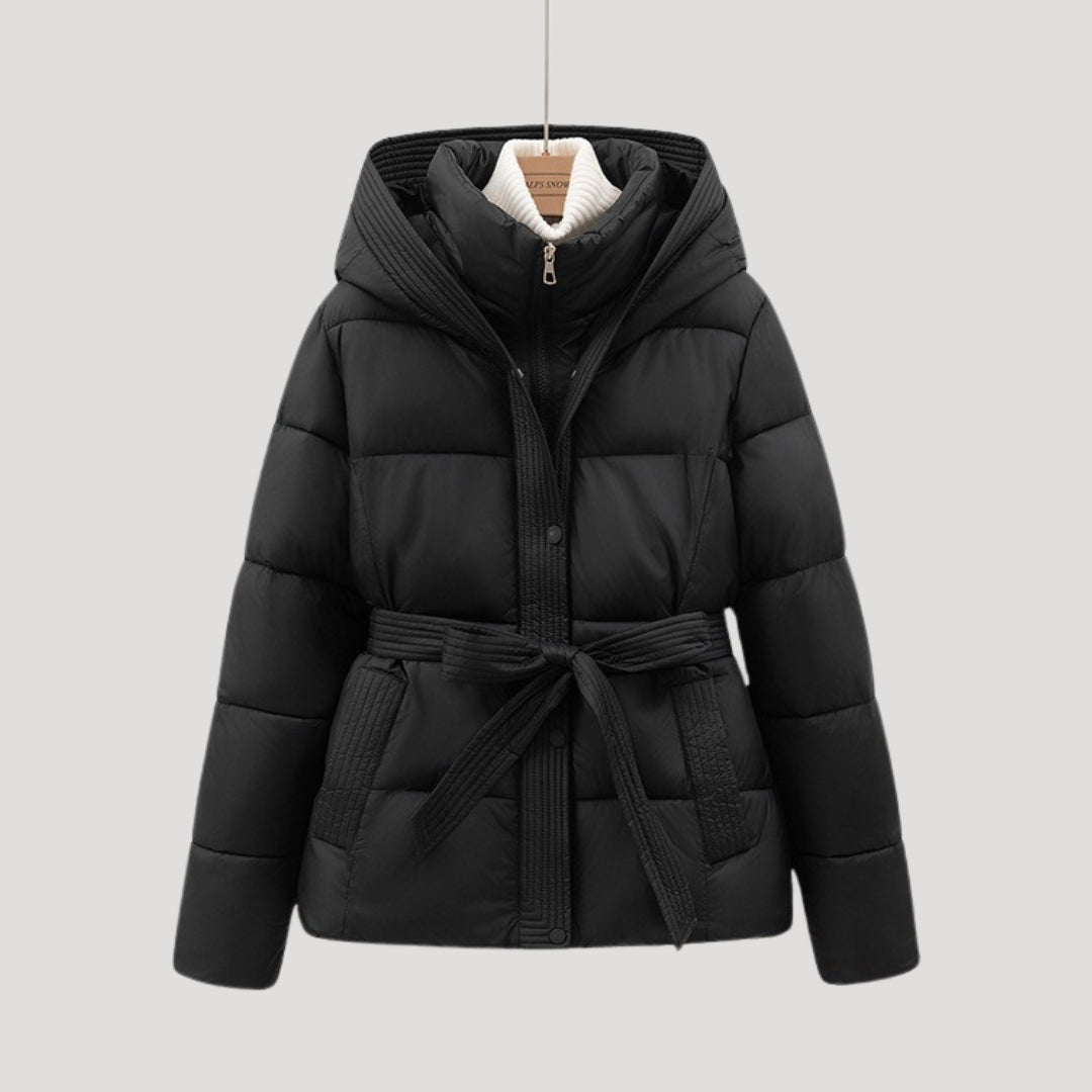 Women’s Hooded Puffer Jacket – Belted Winter Coat 5