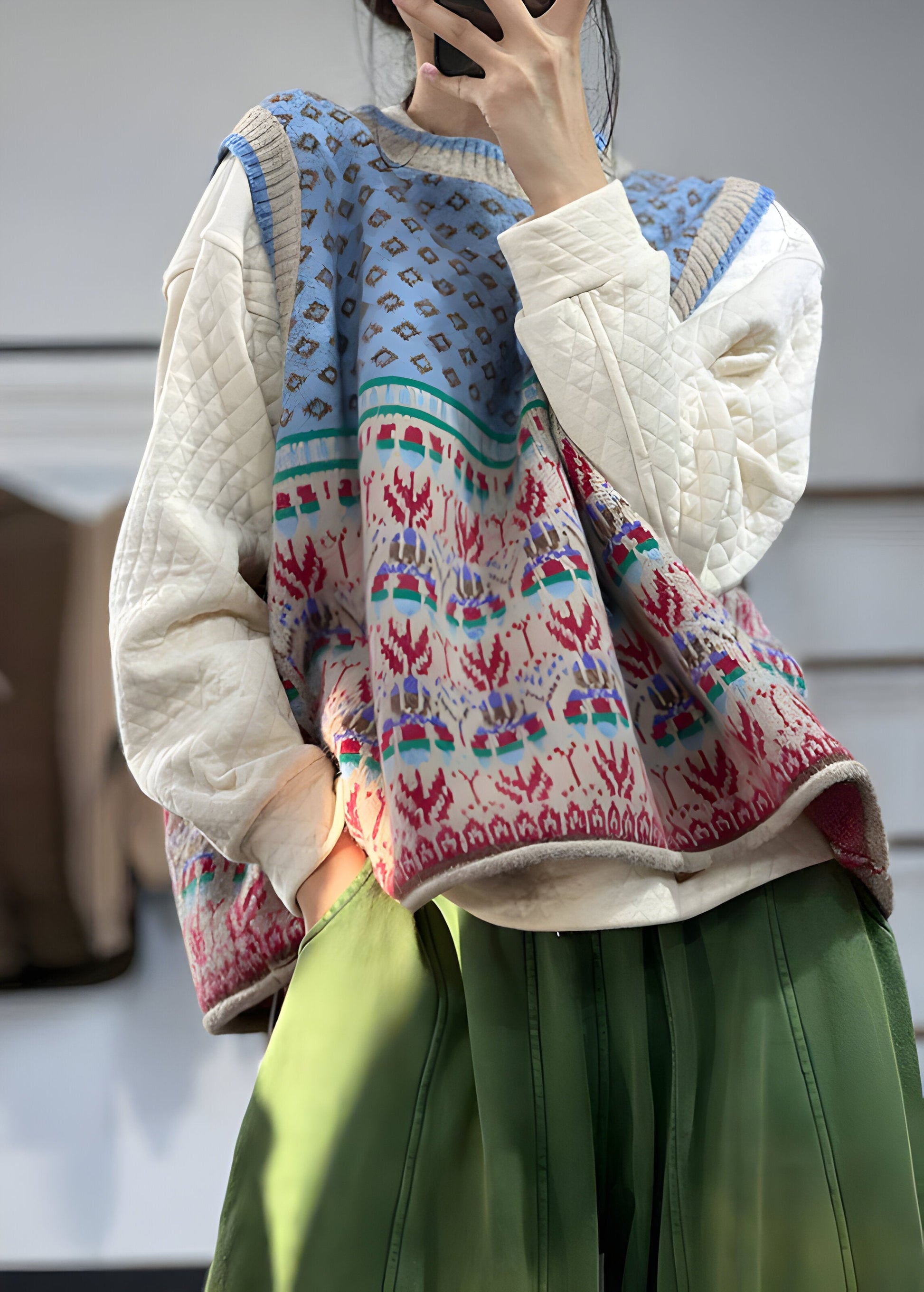 Ladies' Patterned Vest Jacket - VogeLuxe