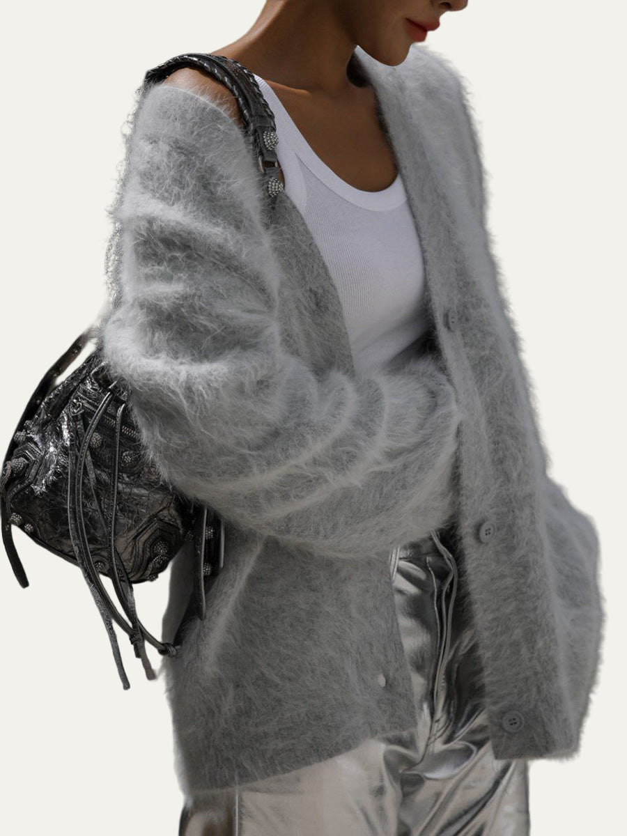 Women’s Knitted V-Neck Cardigan Sweater – Extra Soft, Relaxed Fit 0