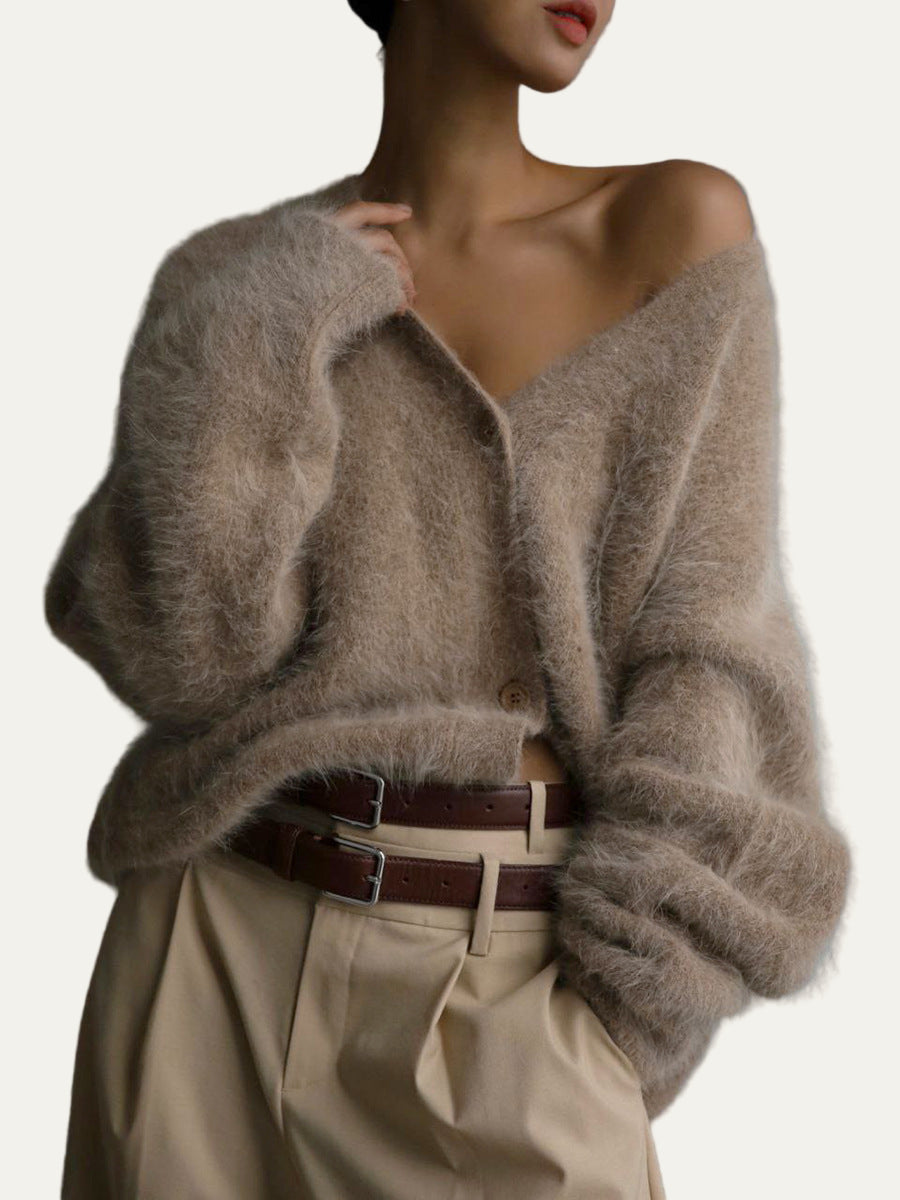 Women’s Knitted V-Neck Cardigan Sweater – Extra Soft, Relaxed Fit 1