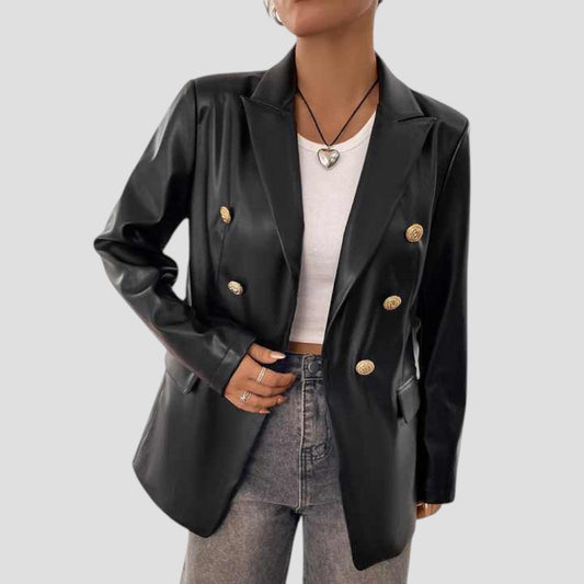 VogeLuxe | Women’s Retro Faux Leather Blazer