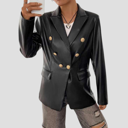 VogeLuxe | Women’s Retro Faux Leather Blazer