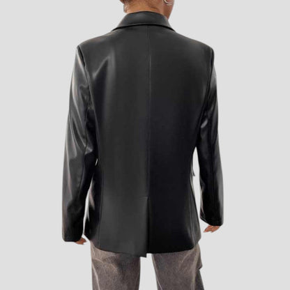 VogeLuxe | Women’s Retro Faux Leather Blazer