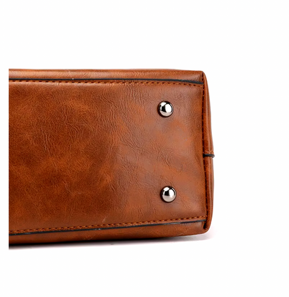 Women’s Leather Handbag Multi-Pocket Shoulder Bag Vintage Style