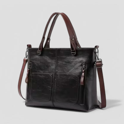 Women’s Leather Handbag Multi-Pocket Shoulder Bag Vintage Style