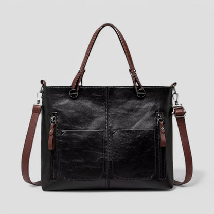 Women’s Leather Handbag Multi-Pocket Shoulder Bag Vintage Style