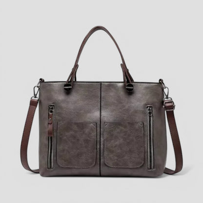 Women’s Leather Handbag Multi-Pocket Shoulder Bag Vintage Style