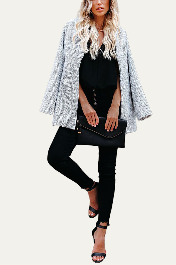 Women’s Light Grey Casual Longline Coat with Pockets – Everyday Smart Outerwear 1