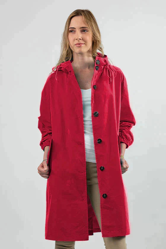 Women’s Lightweight Hooded Coat – Casual Longline Button-Up Jacket 10