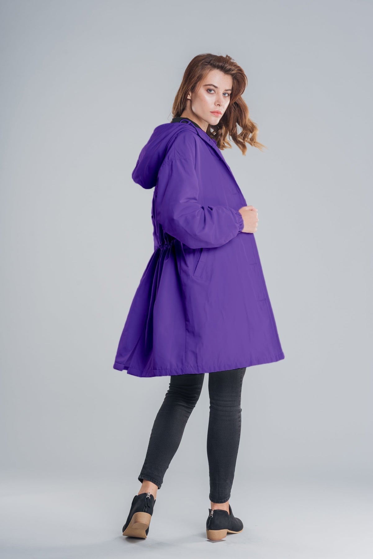 Women’s Lightweight Hooded Coat – Casual Longline Button-Up Jacket 11